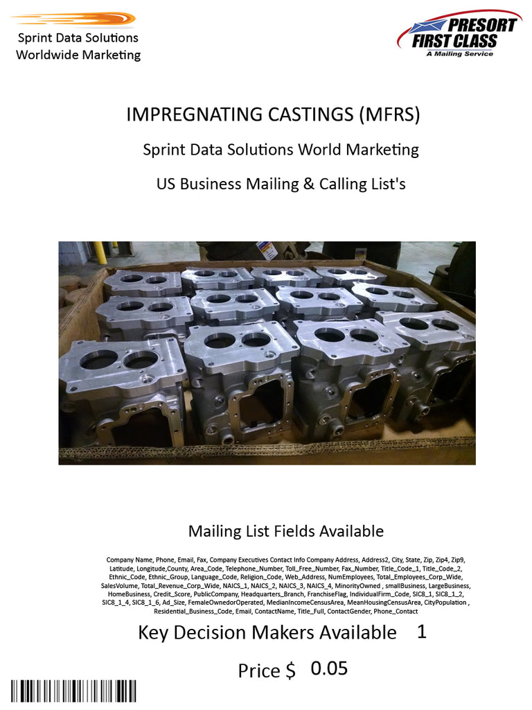 IMPREGNATING CASTINGS (MFRS)