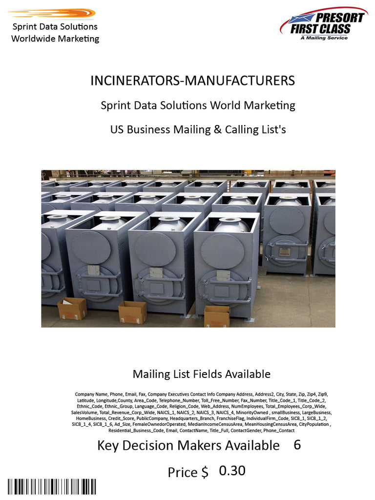 INCINERATORS-MANUFACTURERS