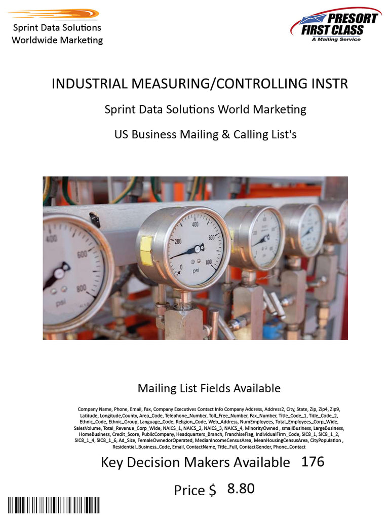 INDUSTRIAL MEASURING/CONTROLLING INSTR (MFRS)