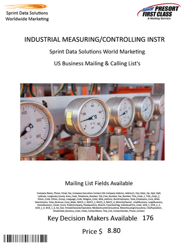 INDUSTRIAL MEASURING/CONTROLLING INSTR (MFRS)