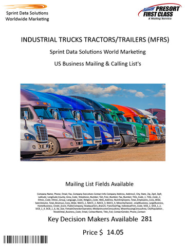 INDUSTRIAL TRUCKS TRACTORS/TRAILERS (MFRS)