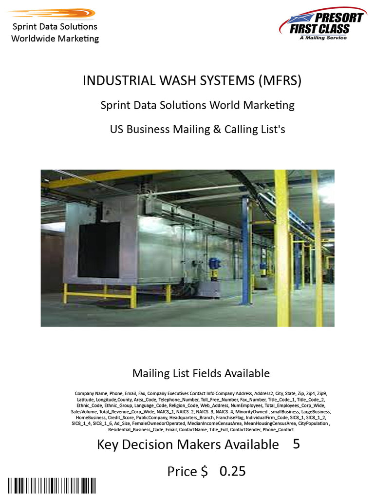 INDUSTRIAL WASH SYSTEMS (MFRS)