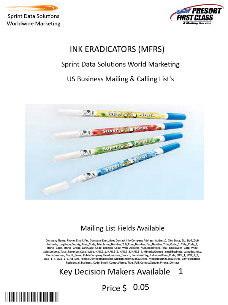 INK ERADICATORS (MFRS)