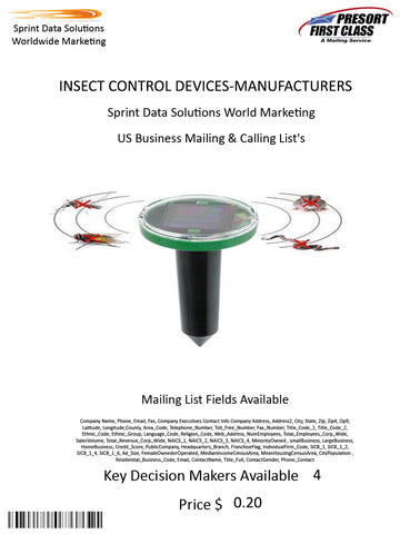 INSECT CONTROL DEVICES-MANUFACTURERS