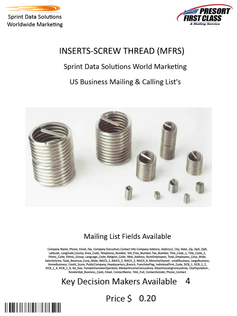 INSERTS-SCREW THREAD (MFRS)