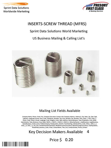 INSERTS-SCREW THREAD (MFRS)