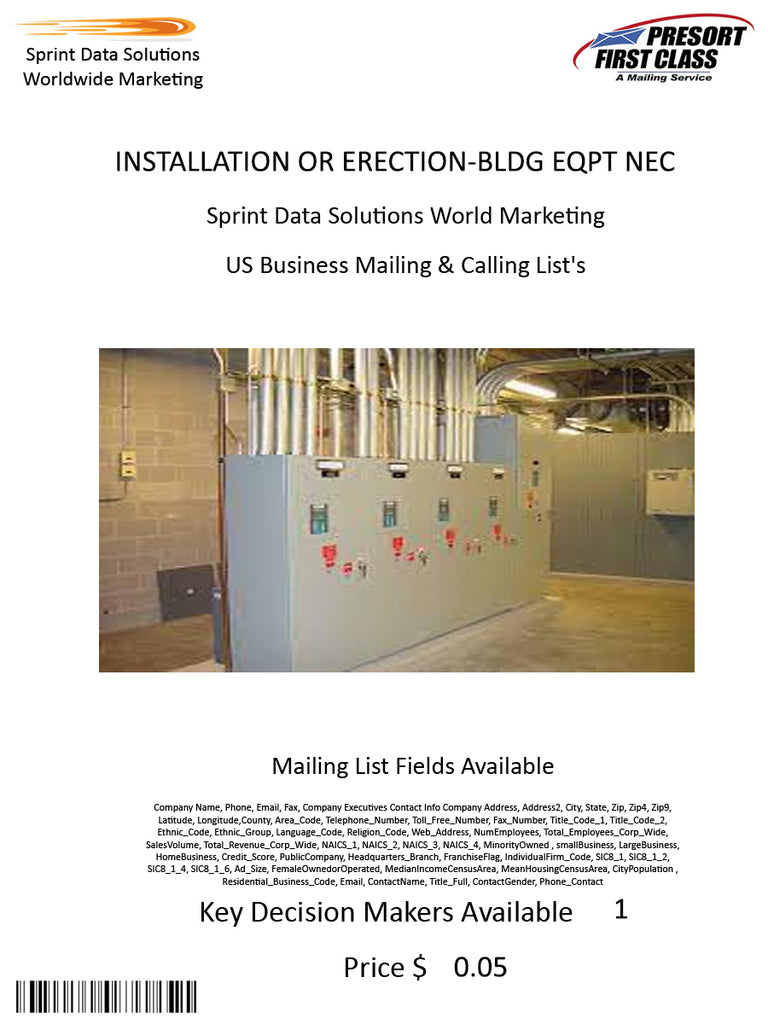 INSTALLATION OR ERECTION-BLDG EQPT NEC