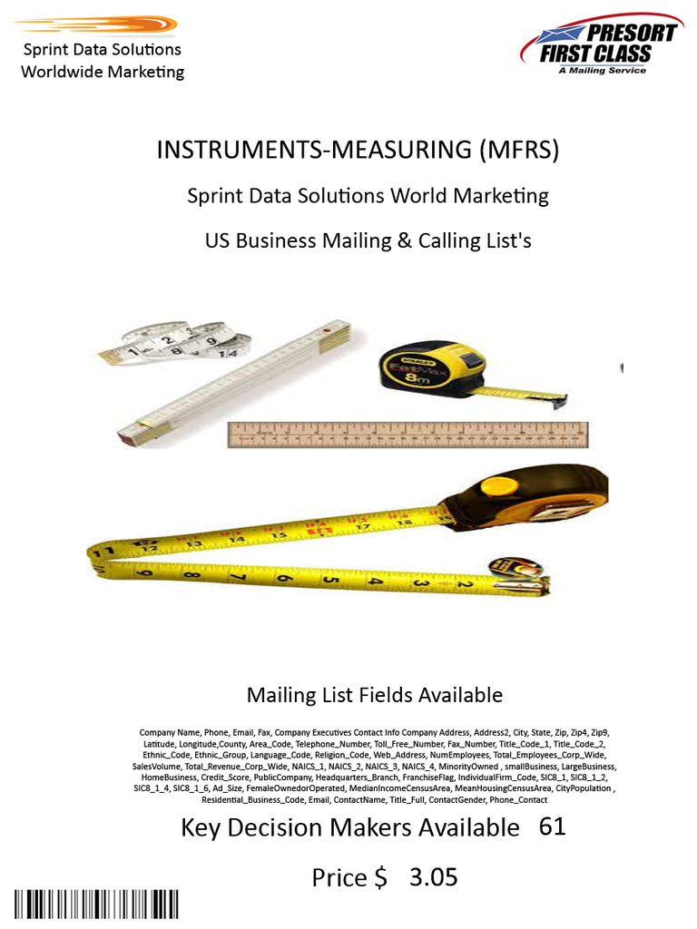 INSTRUMENTS-MEASURING (MFRS)