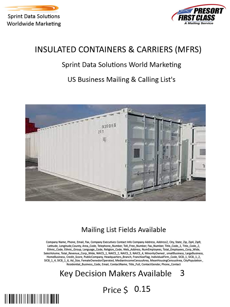 INSULATED CONTAINERS & CARRIERS (MFRS)