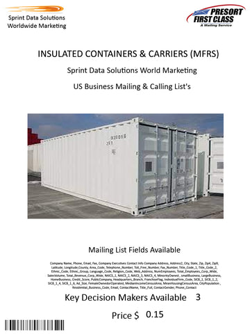 INSULATED CONTAINERS & CARRIERS (MFRS)