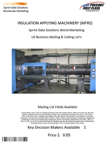 INSULATION APPLYING MACHINERY (MFRS)