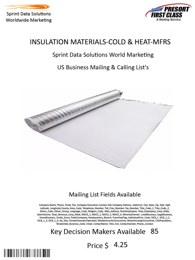 INSULATION MATERIALS-COLD & HEAT-MFRS