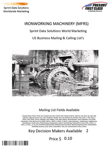 IRONWORKING MACHINERY (MFRS)