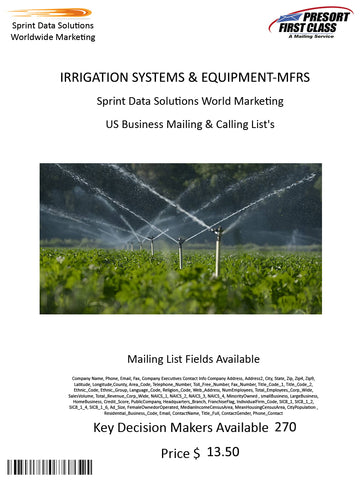 IRRIGATION SYSTEMS & EQUIPMENT-MFRS