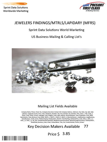 JEWELERS FINDINGS/MTRLS/LAPIDARY (MFRS)