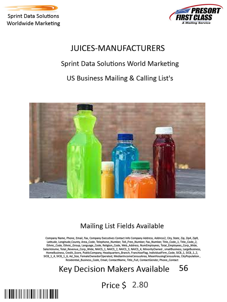 JUICES-MANUFACTURERS