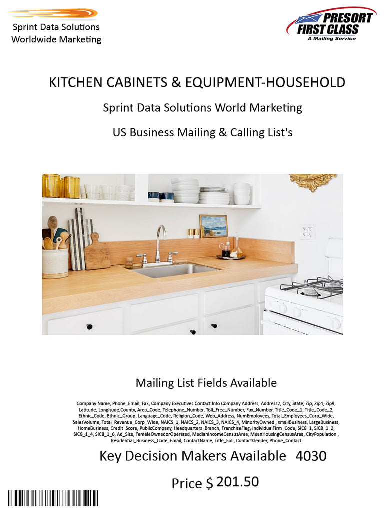 KITCHEN CABINETS & EQUIPMENT-HOUSEHOLD