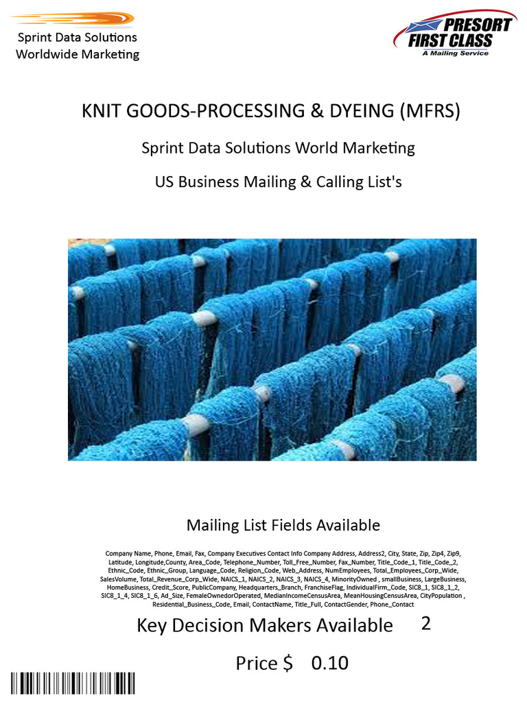 KNIT GOODS-PROCESSING & DYEING (MFRS)