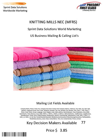 KNITTING MILLS NEC (MFRS)