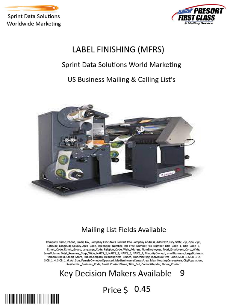 LABEL FINISHING (MFRS)