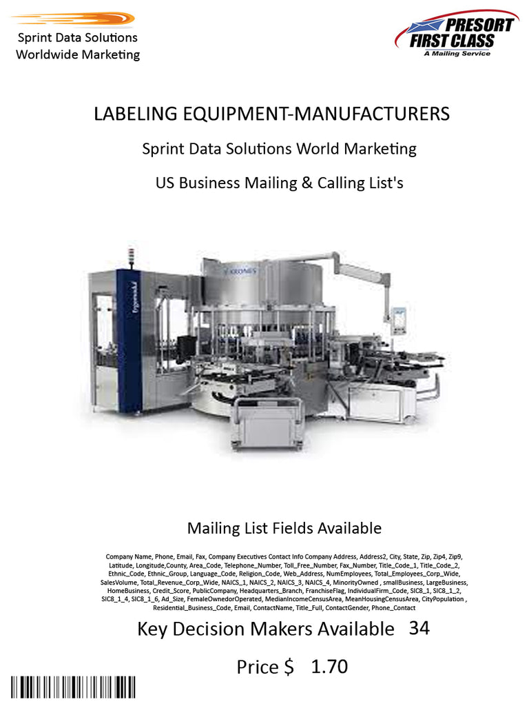 LABELING EQUIPMENT-MANUFACTURERS