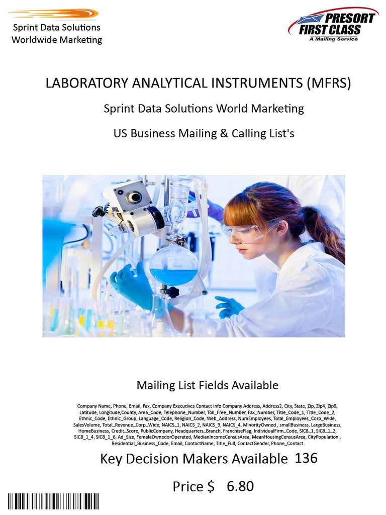 LABORATORY ANALYTICAL INSTRUMENTS (MFRS)