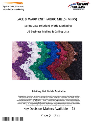 LACE & WARP KNIT FABRIC MILLS (MFRS)