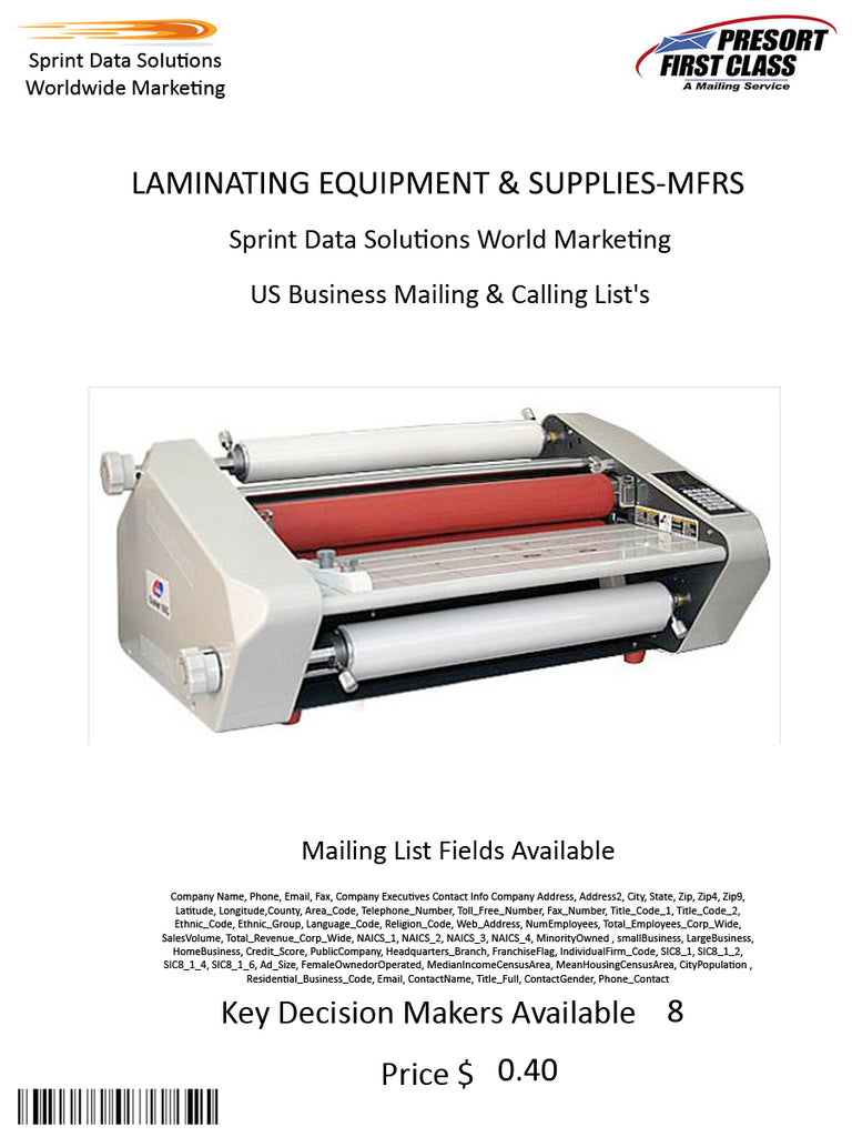 LAMINATING EQUIPMENT & SUPPLIES-MFRS