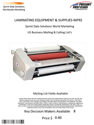 LAMINATING EQUIPMENT & SUPPLIES-MFRS