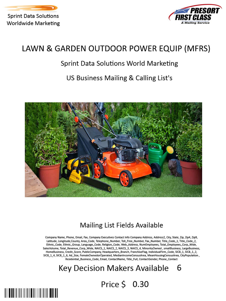 LAWN & GARDEN OUTDOOR POWER EQUIP (MFRS)