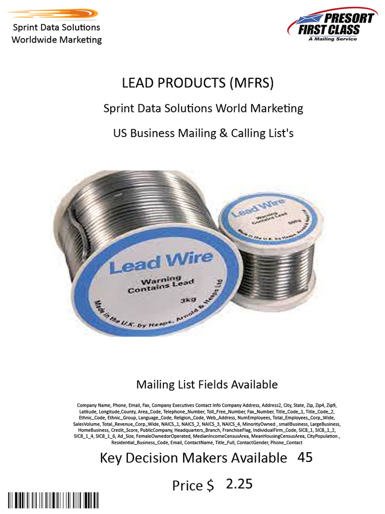 LEAD PRODUCTS (MFRS)