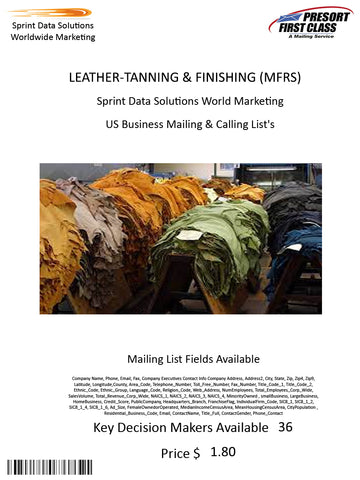 LEATHER-TANNING & FINISHING (MFRS)