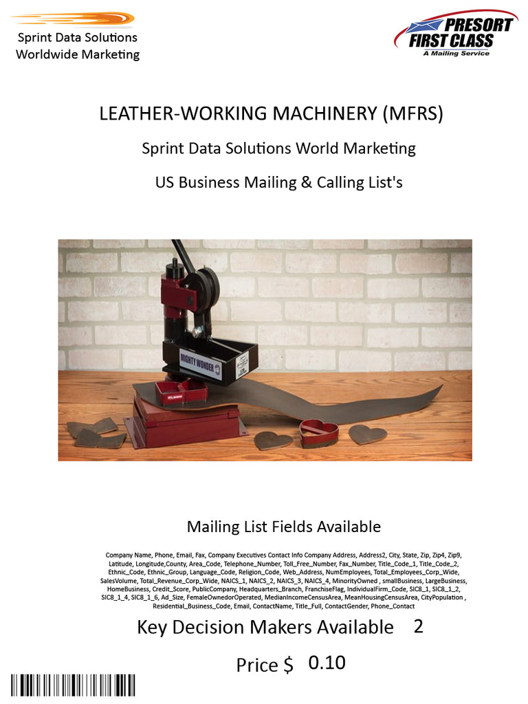 LEATHER-WORKING MACHINERY (MFRS)