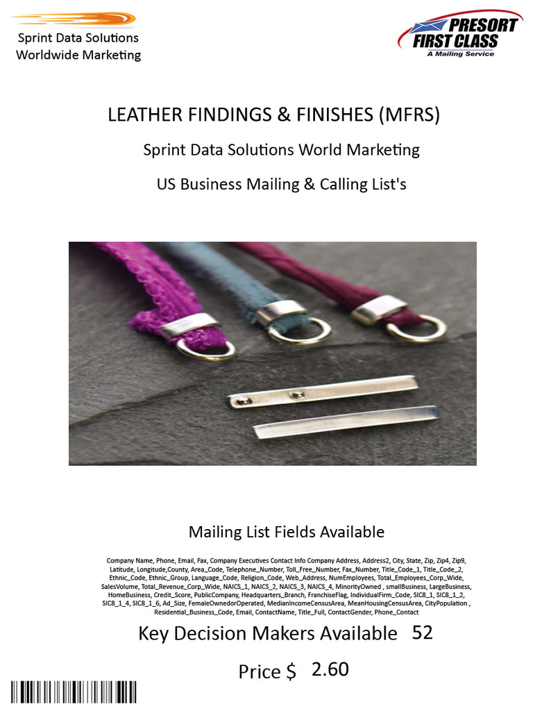 LEATHER FINDINGS & FINISHES (MFRS)