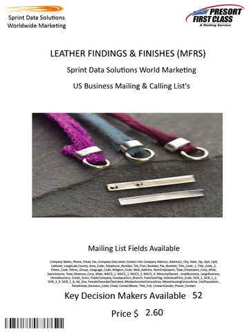 LEATHER FINDINGS & FINISHES (MFRS)