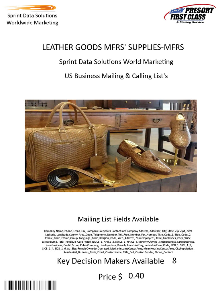 LEATHER GOODS MFRS' SUPPLIES-MFRS