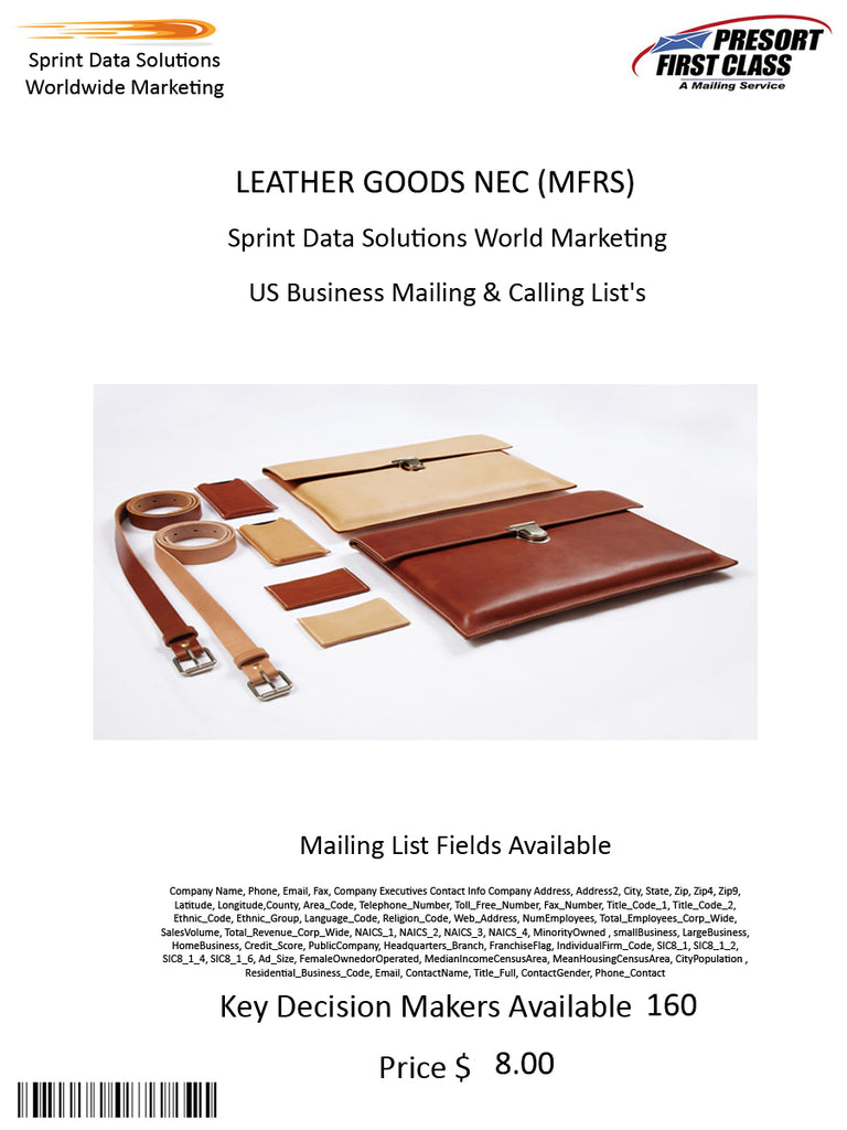 LEATHER GOODS NEC (MFRS)