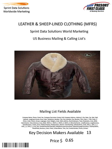 LEATHER & SHEEP-LINED CLOTHING (MFRS)