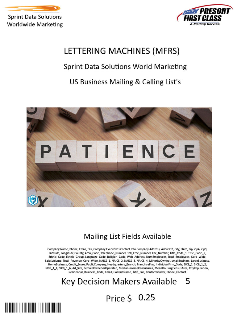 LETTERING MACHINES (MFRS)