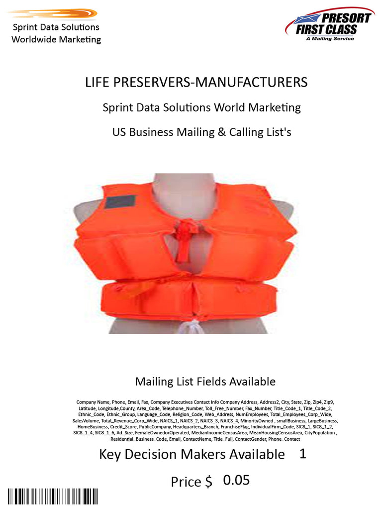 LIFE PRESERVERS-MANUFACTURERS