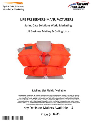 LIFE PRESERVERS-MANUFACTURERS