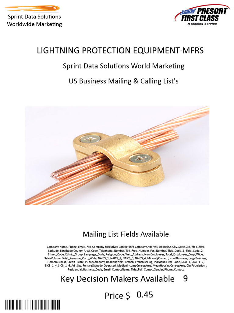 LIGHTNING PROTECTION EQUIPMENT-MFRS