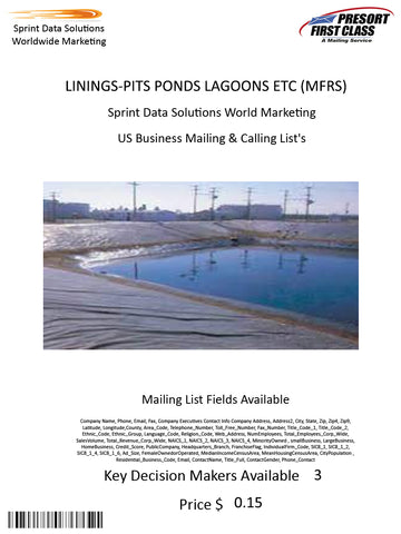 LININGS-PITS PONDS LAGOONS ETC (MFRS)