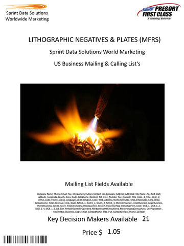 LITHOGRAPHIC NEGATIVES & PLATES (MFRS)