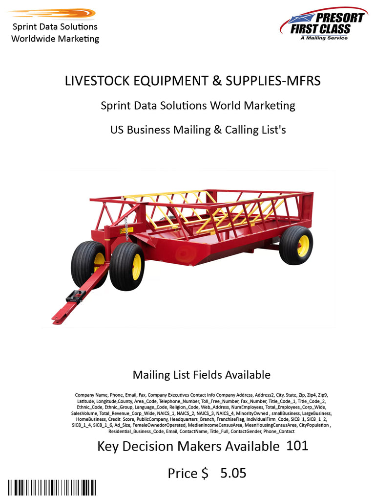 LIVESTOCK EQUIPMENT & SUPPLIES-MFRS