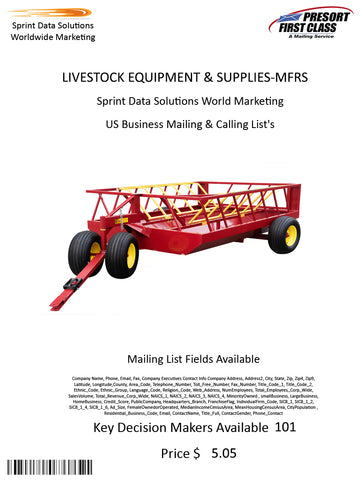 LIVESTOCK EQUIPMENT & SUPPLIES-MFRS