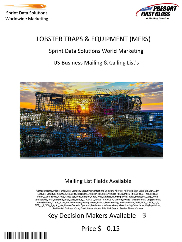 LOBSTER TRAPS & EQUIPMENT (MFRS)