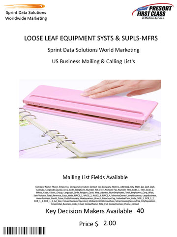 LOOSE LEAF EQUIPMENT SYSTS & SUPLS-MFRS