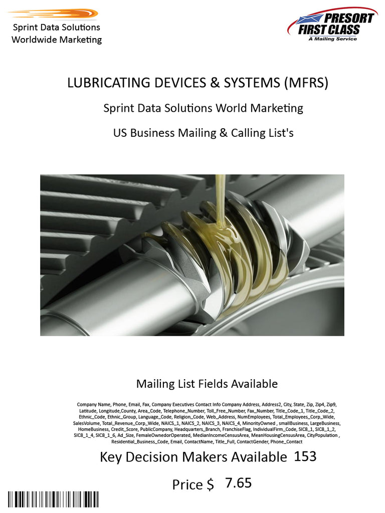 LUBRICATING DEVICES & SYSTEMS (MFRS)