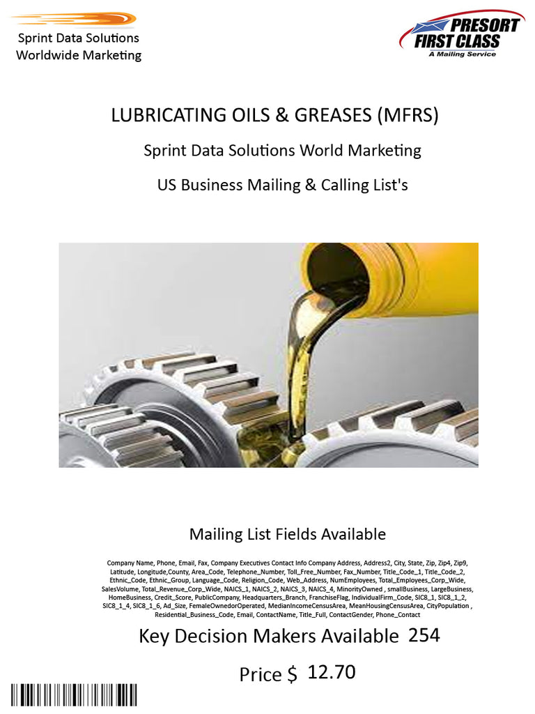 LUBRICATING OILS & GREASES (MFRS)